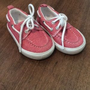 Red chambray top sider boys toddler shoes size 5